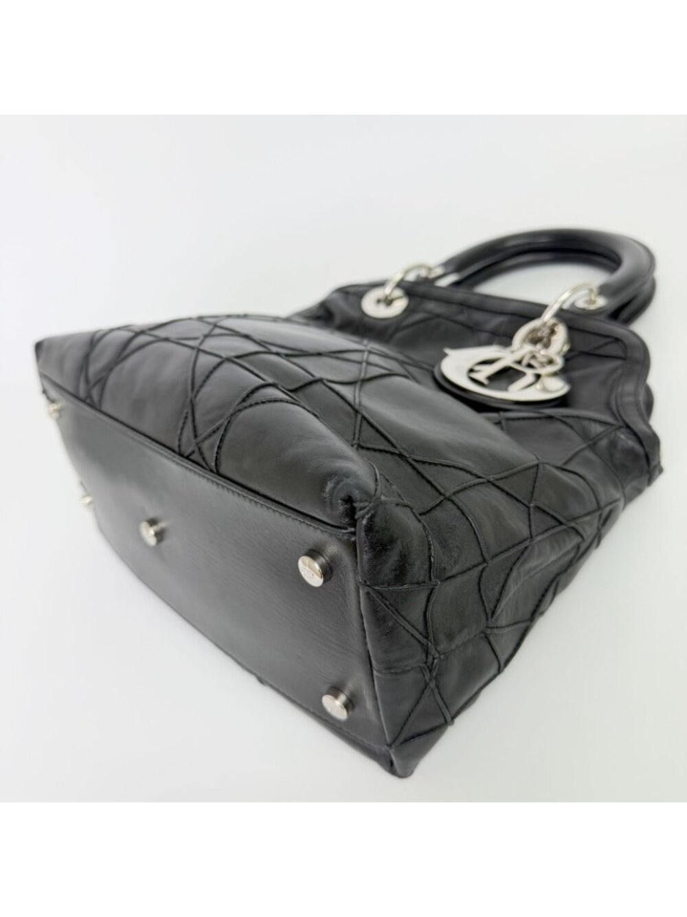 Dior Lady Cannage Large Shoulder Bag Leather Black Vintage - Picture 9 of 16